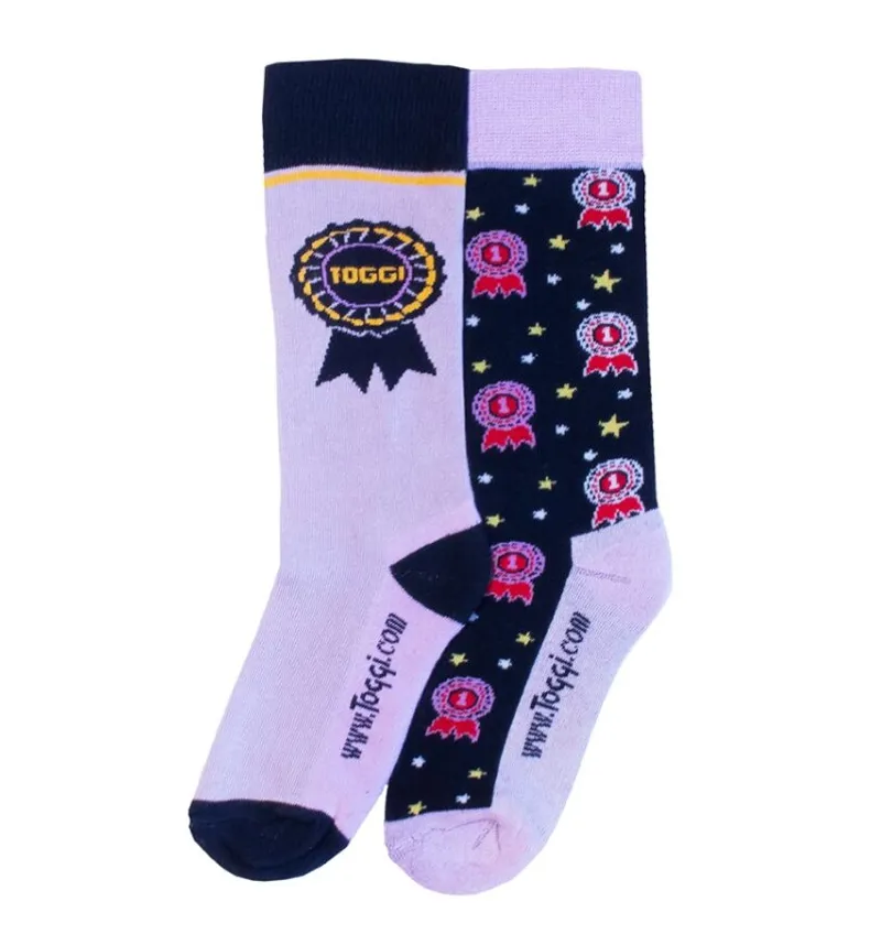Toggi Bamboo Children's Rosette Socks - 2 pack Lilac/Navy 